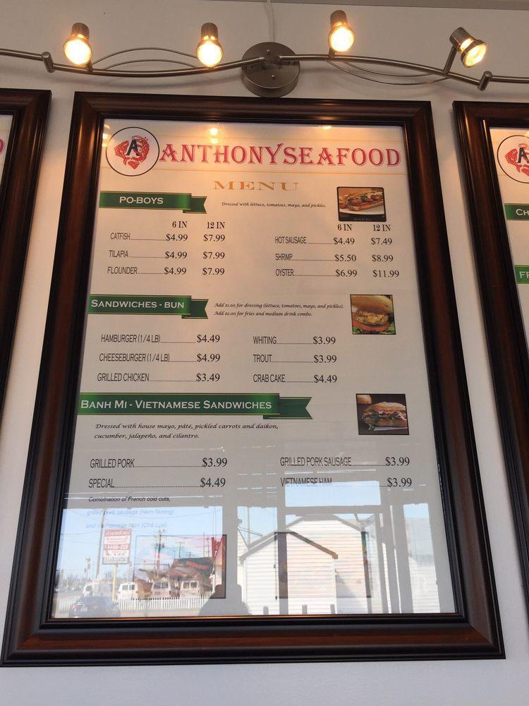 Menu at Anthony
