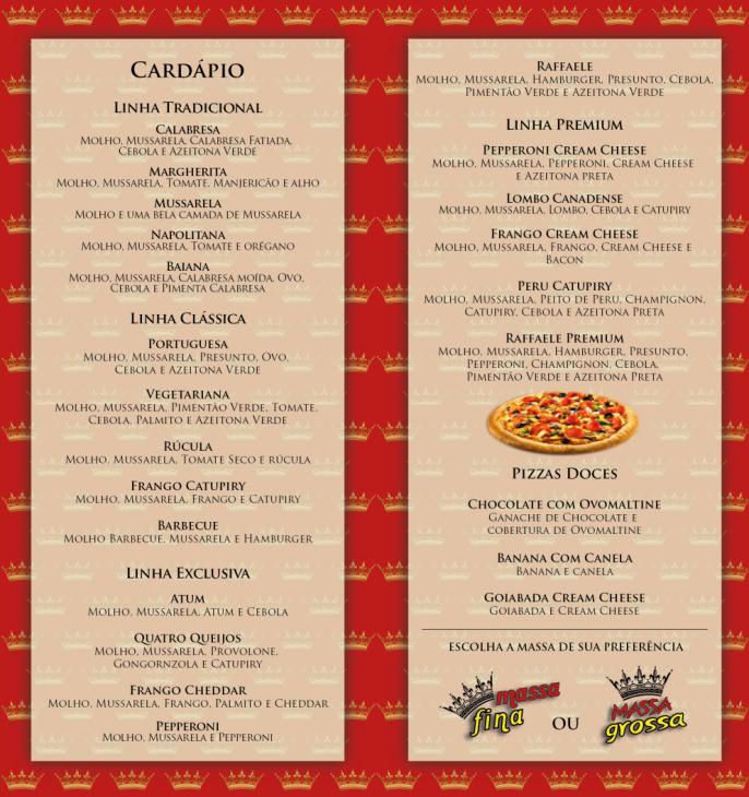 Menu at Pizzaria Don Raffaelle, Urubici