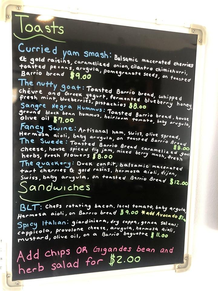 Menu at Hermosa Coffee Roasters, Tucson, 267 S Avenida Del Convento