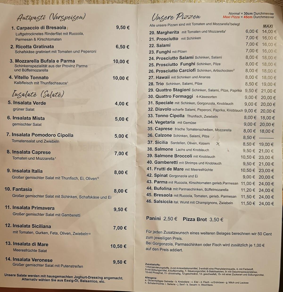 Speisekarte von Pronto Pizza da Stefano, Fellbach
