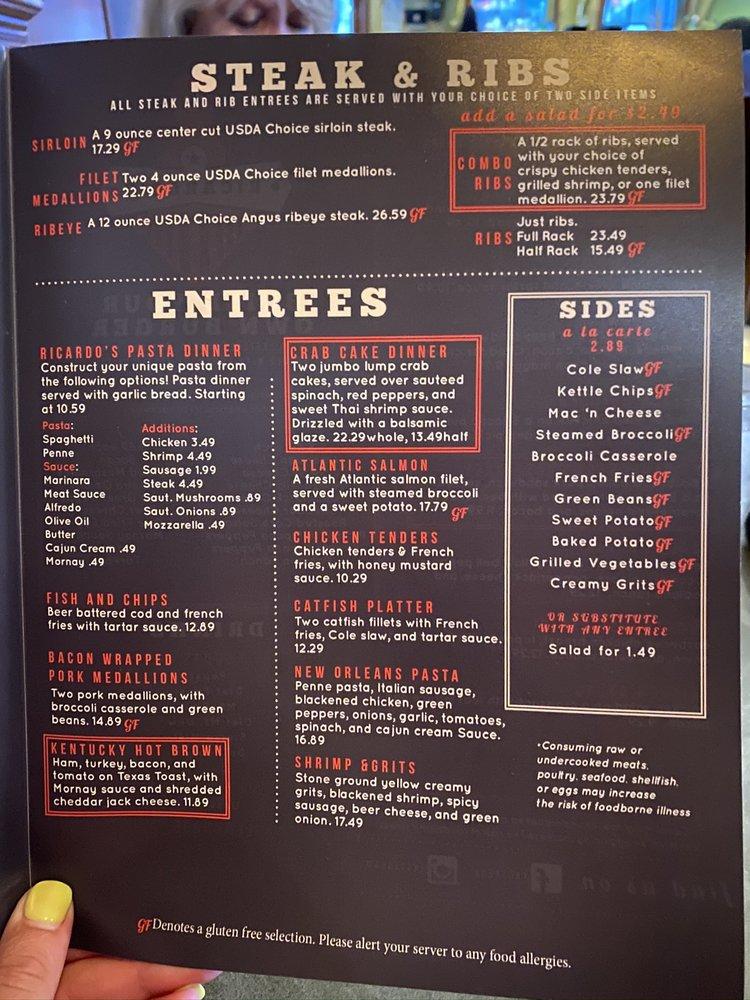 Menu at Ricardo's Grill & Pub, Versailles