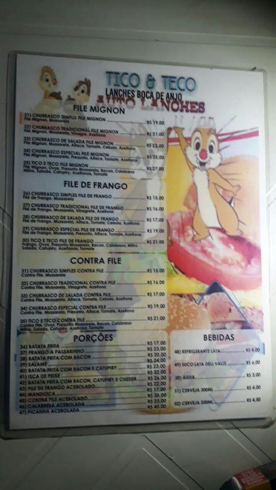 Menu em Tico e Teco Lanches restaurante, Presidente Prudente