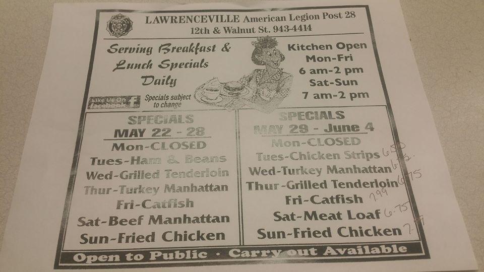 american legion post 28 menu specials