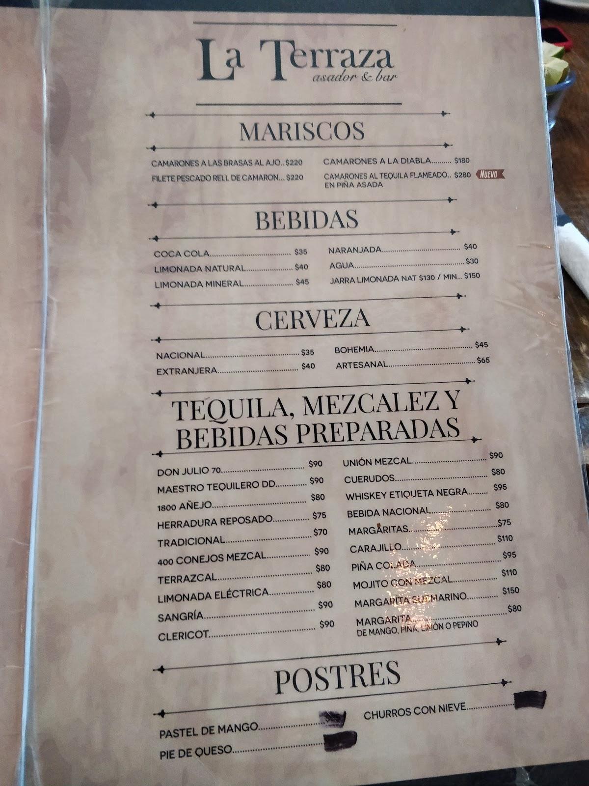 Menu at La Terraza Asador & Bar, Nuevo Laredo, C/ Nuevo León 2916