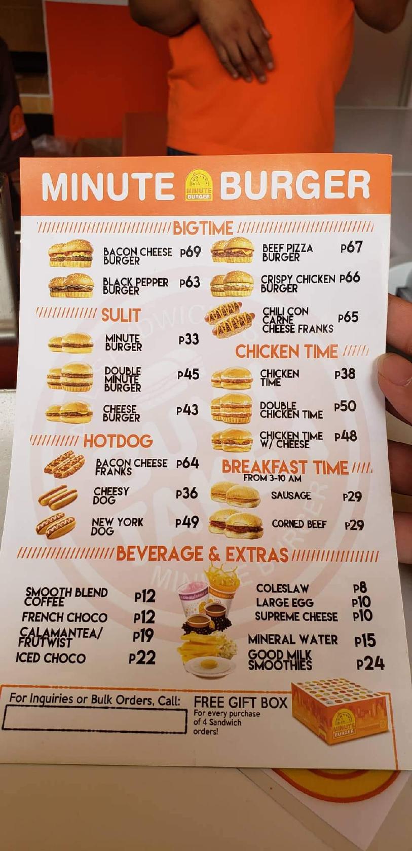 Menu At Minute Burger Restaurant Kabankalan