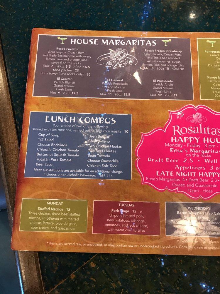 Menu at Rosalita's Cantina pub & bar, Des Peres, Manchester Rd