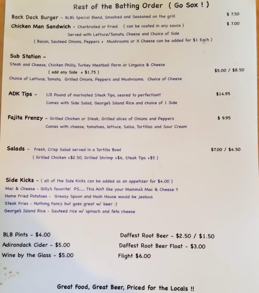 Menu at Blue Line Brewery Pizza & Pub, Saranac Lake