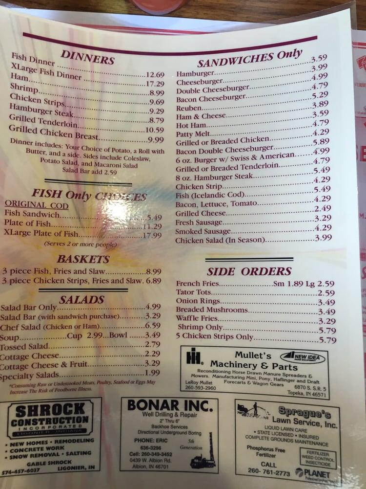 Menu at Charger House Restaurant, Ligonier, 111 US6E