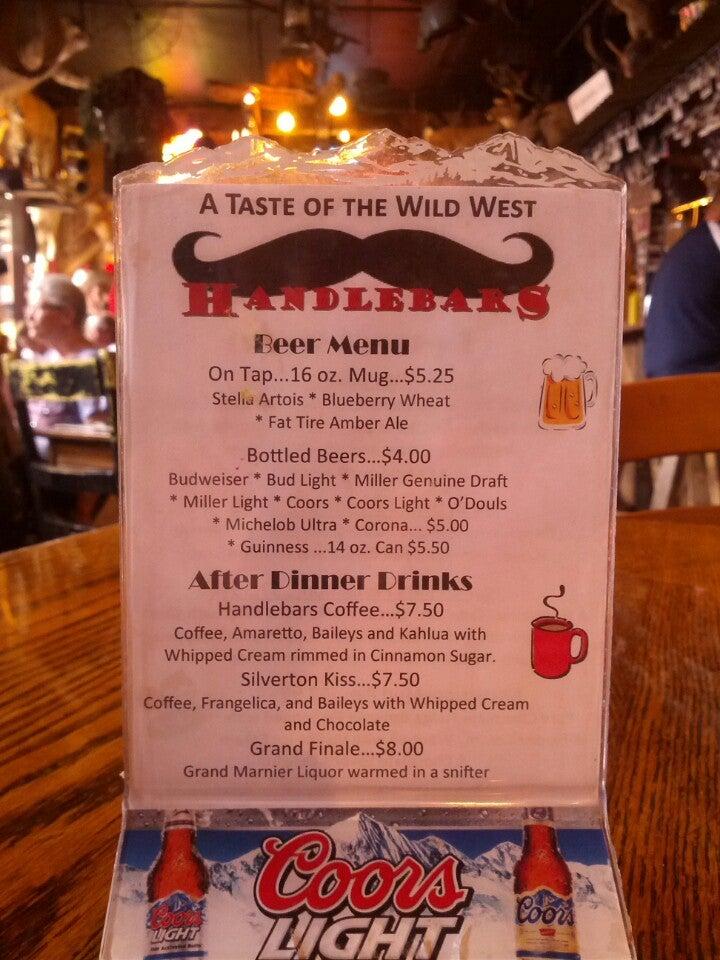 Menu at Handlebars Food & Saloon, Silverton