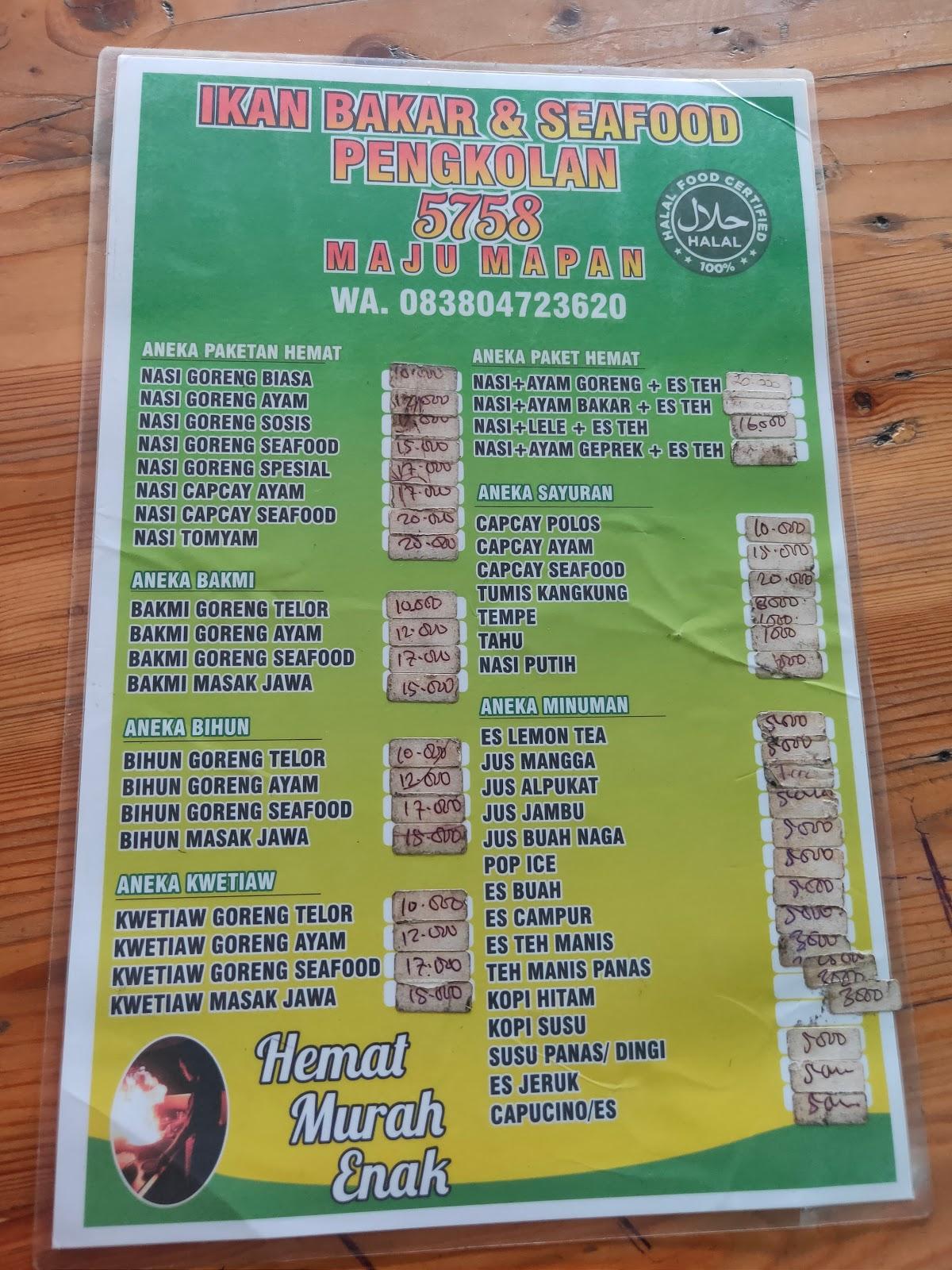 Menu at Ikan Bakar & Seafood pengkolan 5758, Kawunganten