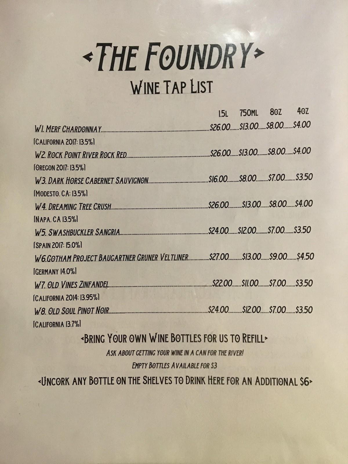 Menu at The Foundry Growler Bar, Rome