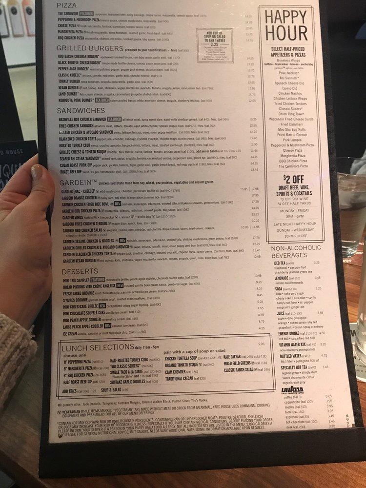 Menu at Yard House pub & bar, Sacramento