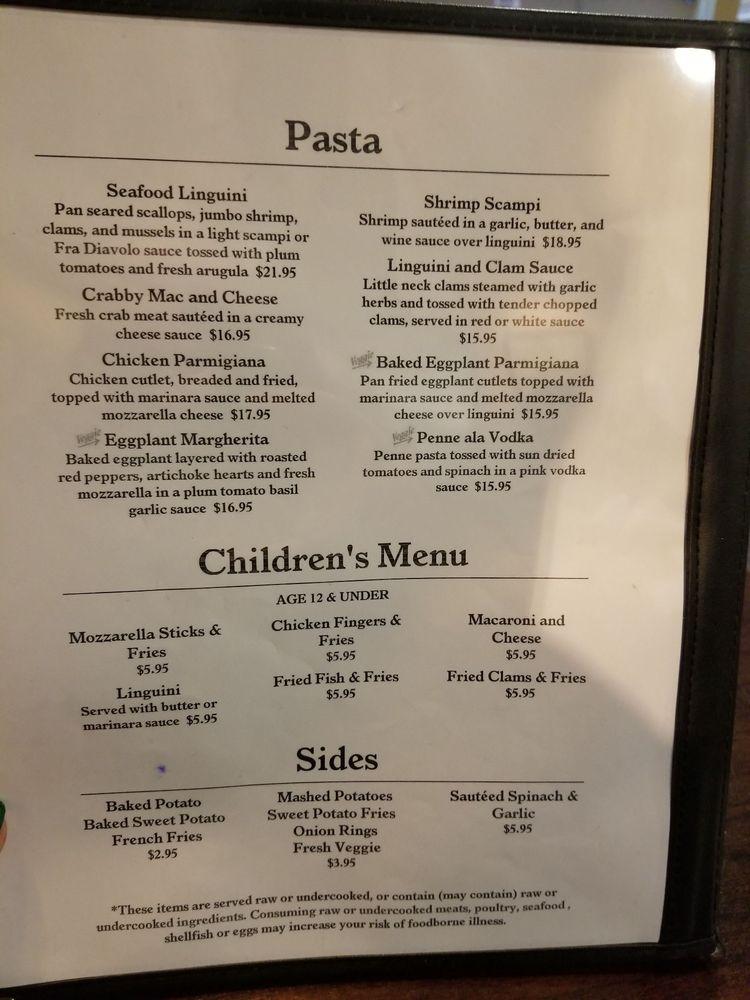 Menu at The Cove Restaurant, Holden Beach