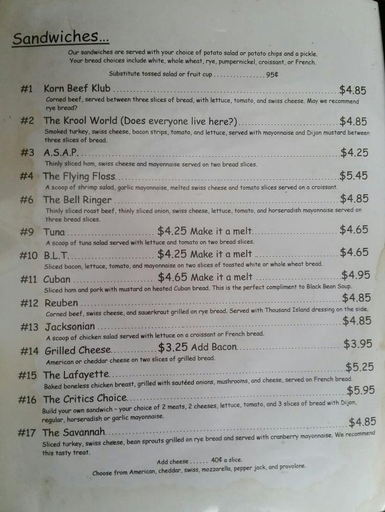 Menu at Gazebo Coffee Shoppe & Deli cafe, Marianna