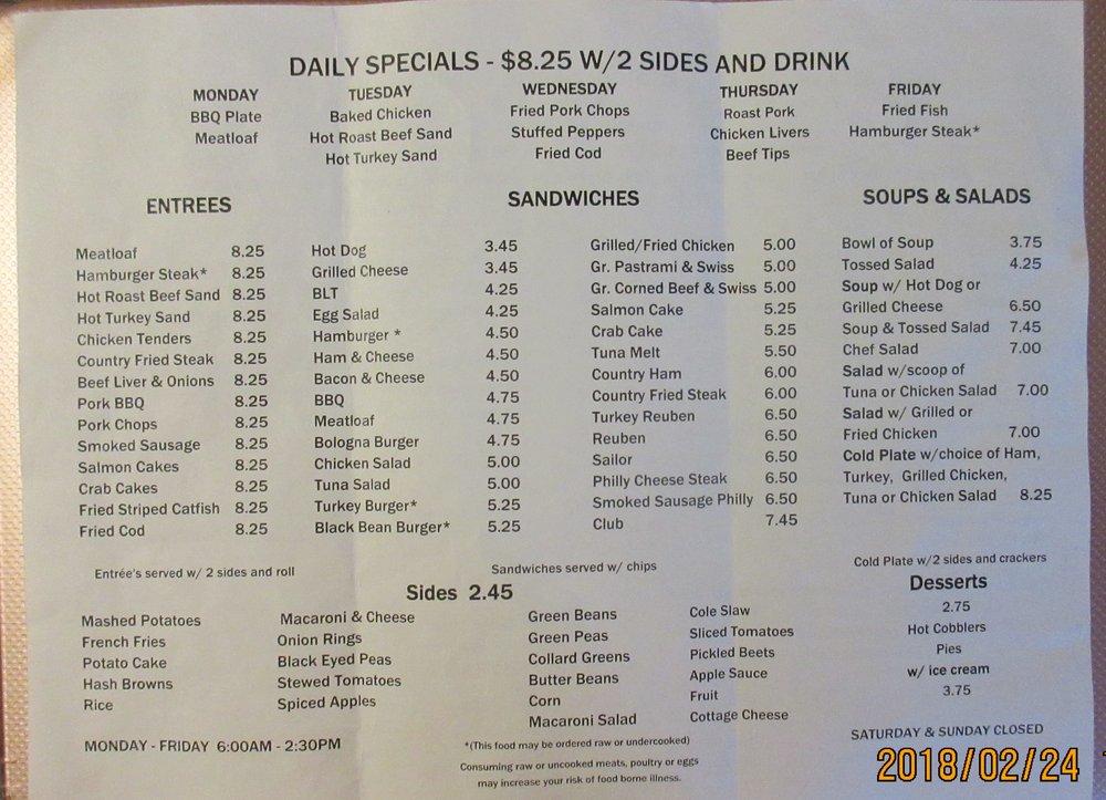 Carta del restaurante Rise and Shine Diner, Ashland