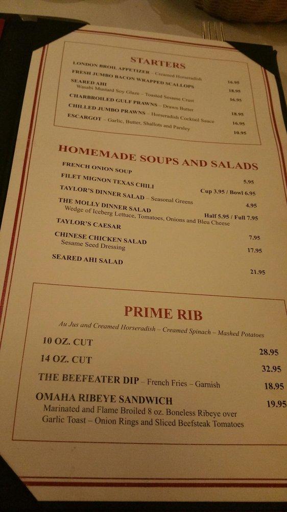 Menu at Taylor's Steak House steakhouse, La Cañada Flintridge