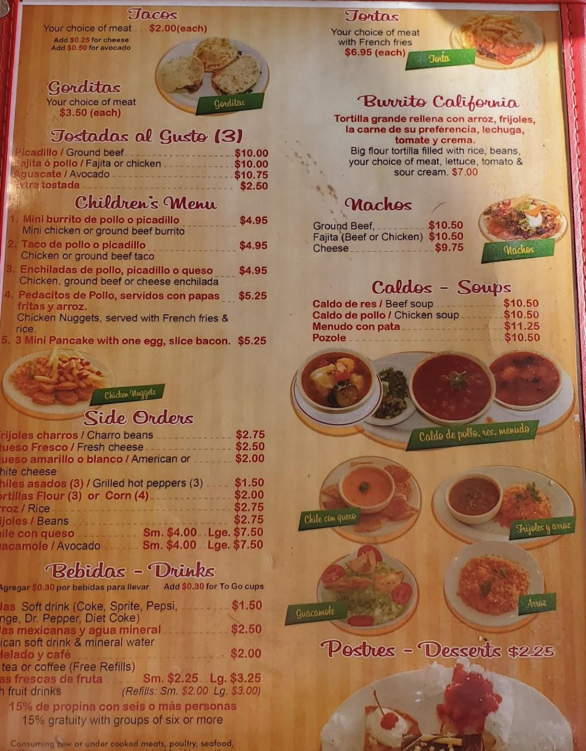 Menu at Las Locas Fajitas restaurant, Houston, Bingle Rd