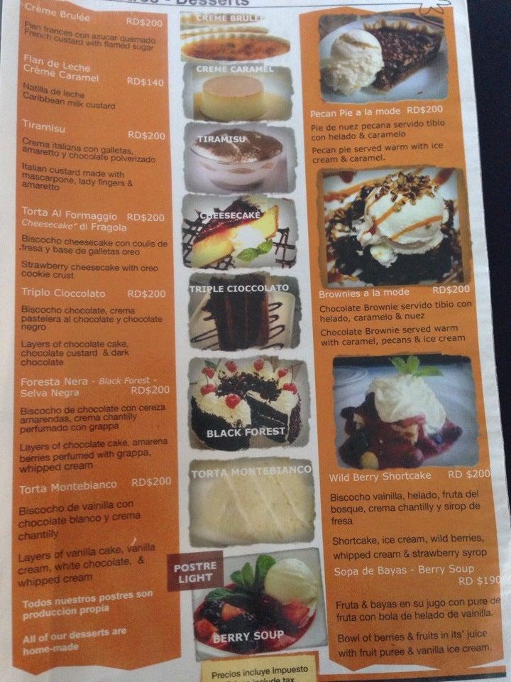 Menu at Amarone restaurant, Sosúa