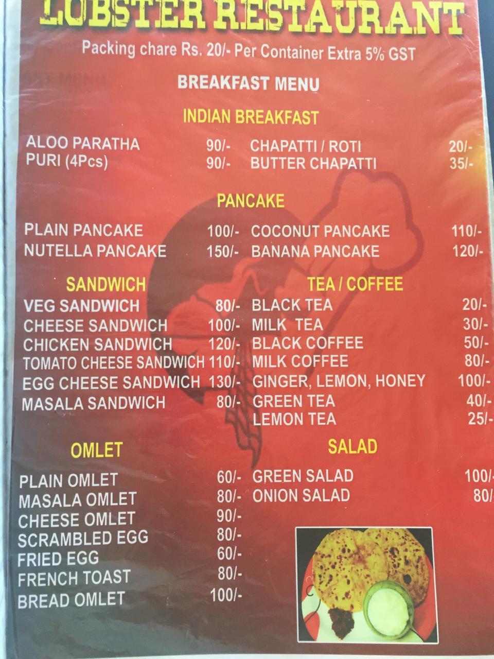 Lobster Restaurant menu