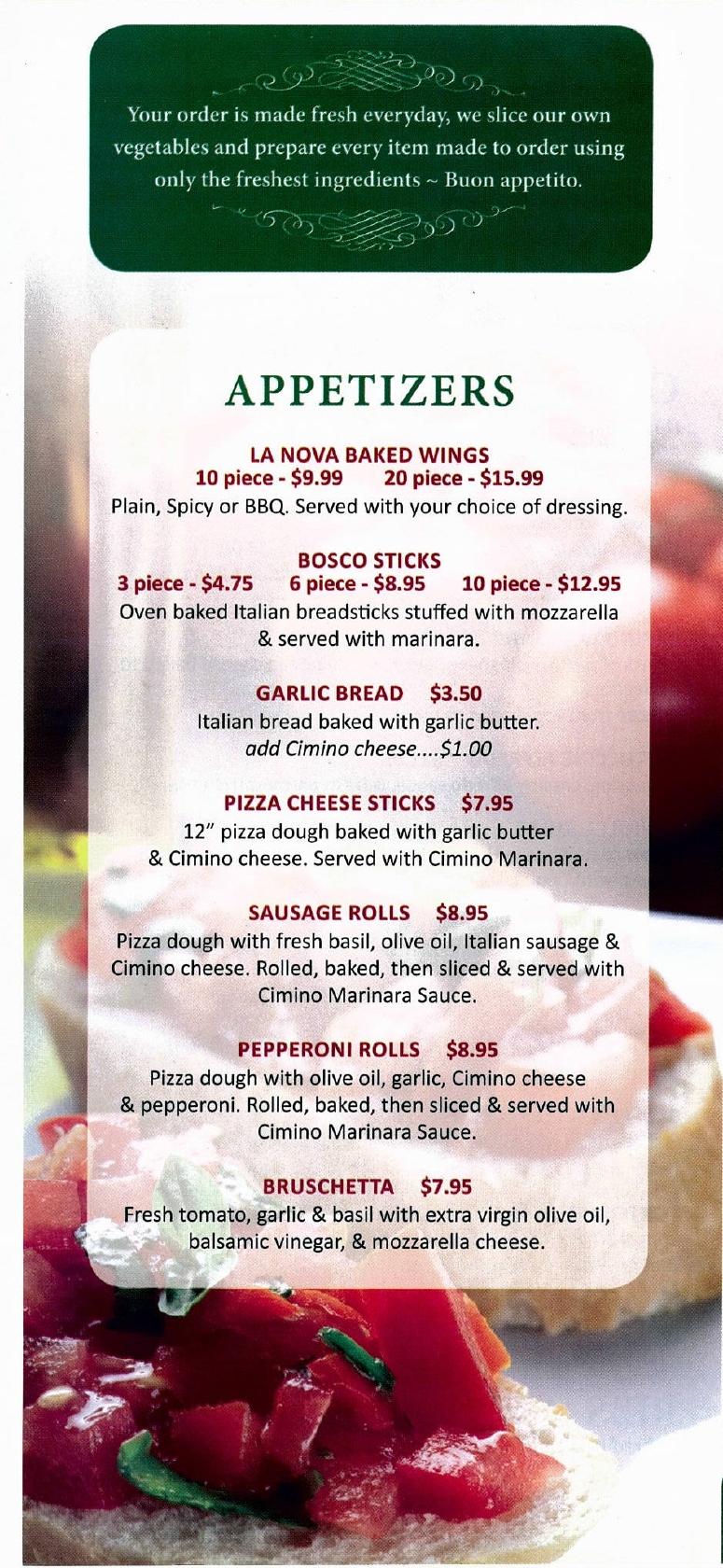 Menu at Mama Cimino's Pizza pizzeria, Lake Geneva