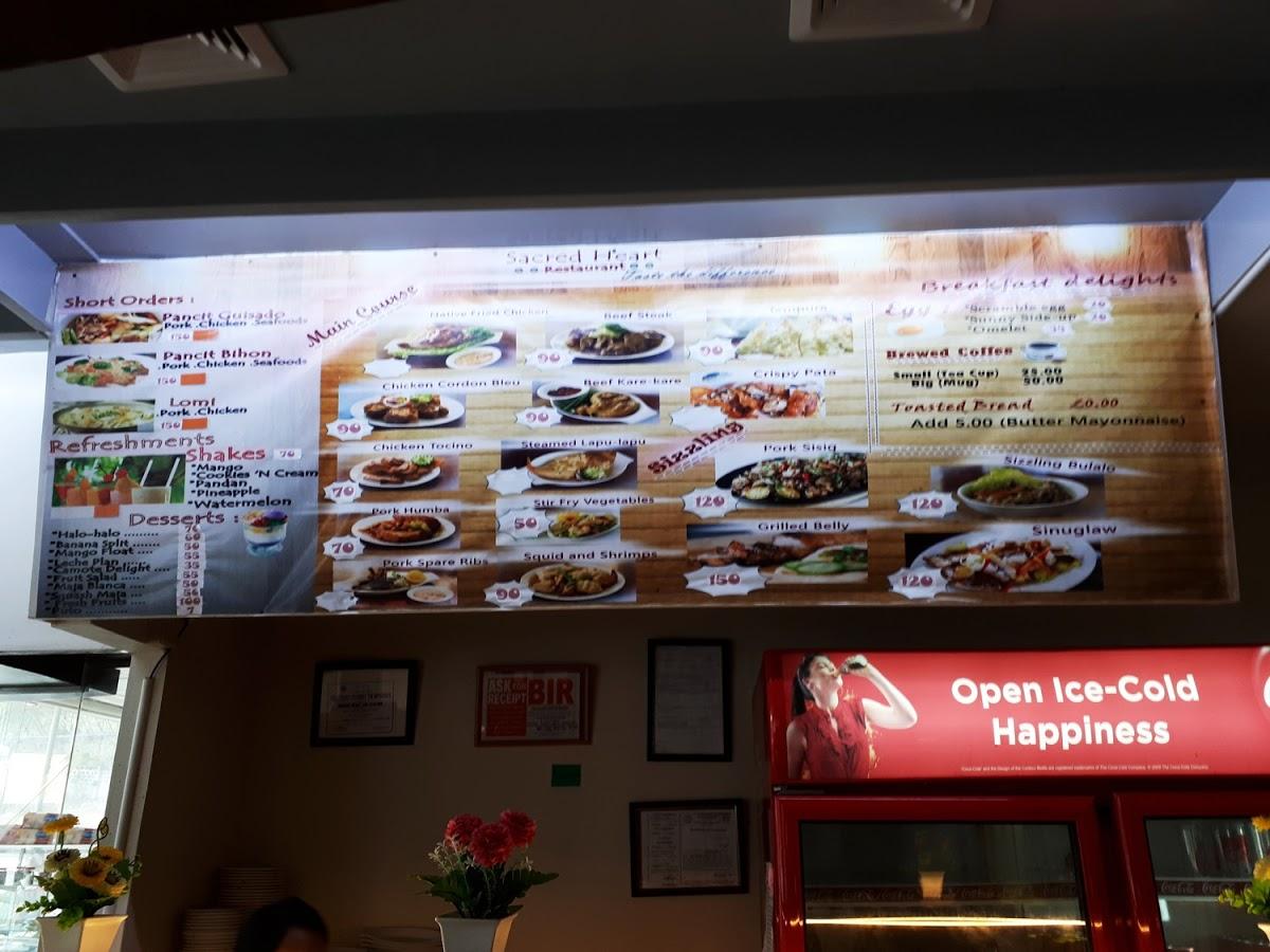 Menu at Sacred Heart Restaurant, Digos City