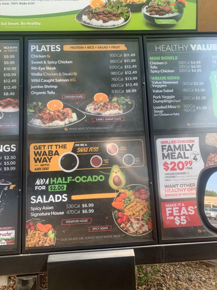 Menu at WaBa Grill fast food, Fountain Valley, Warner Ave