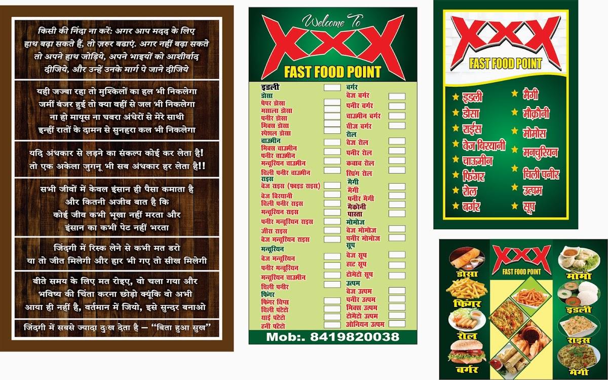 Menu at XXX Fast Food Point, Kanpur
