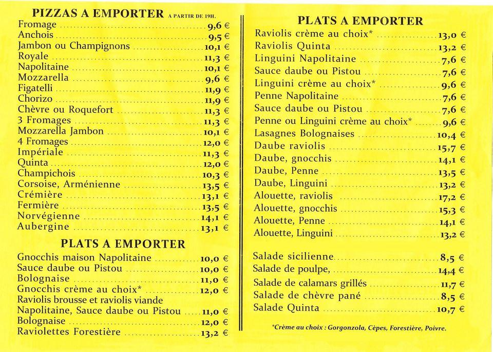 Menu au La Quinta restaurant, Ceyreste, 10 avenue louis julien