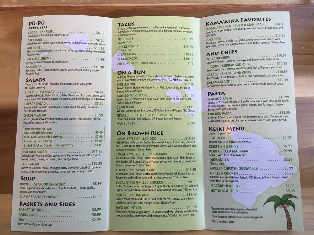 Carta de Coconuts Fish Café, Sacramento