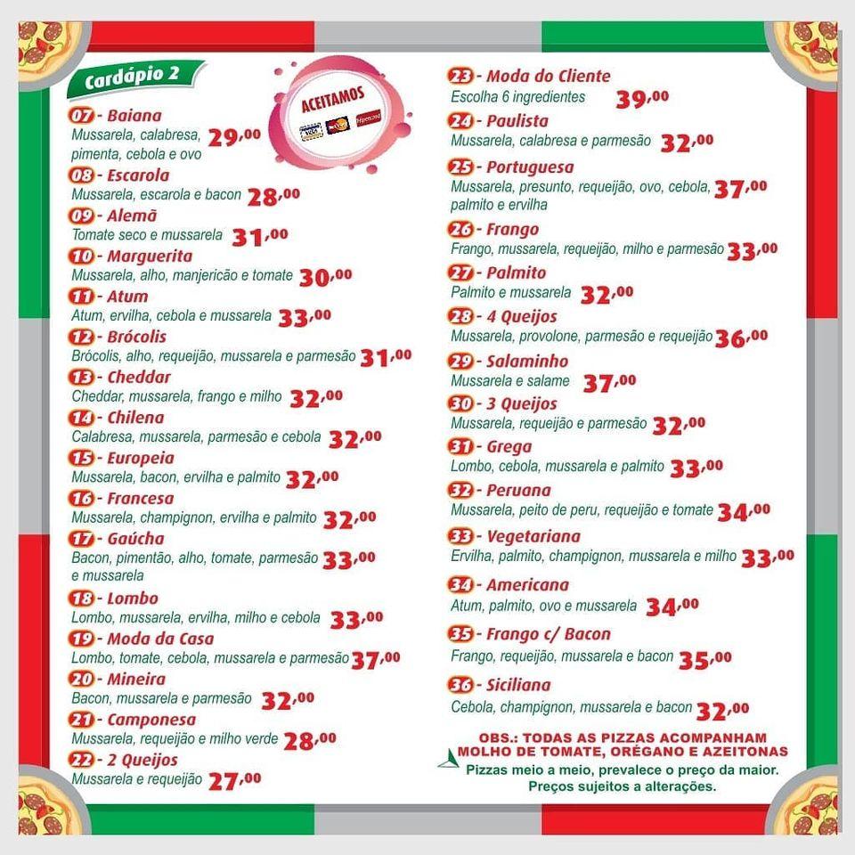 Menu at Papa Pizza Delivery pizzeria, Ouro Fino