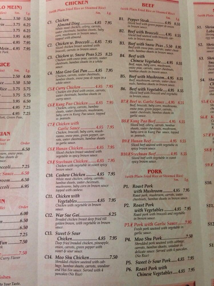 Menu at King Garden restaurant, Zanesville, Maple Ave