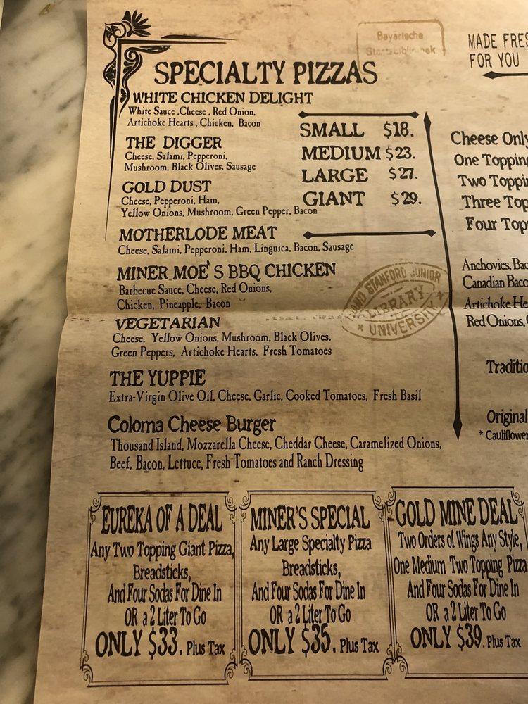 Menu at Gold Dust Pizza Oakdale pizzeria, Oakdale