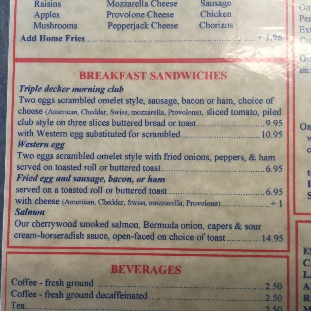 Menu at Four Corners restaurant, Delmar