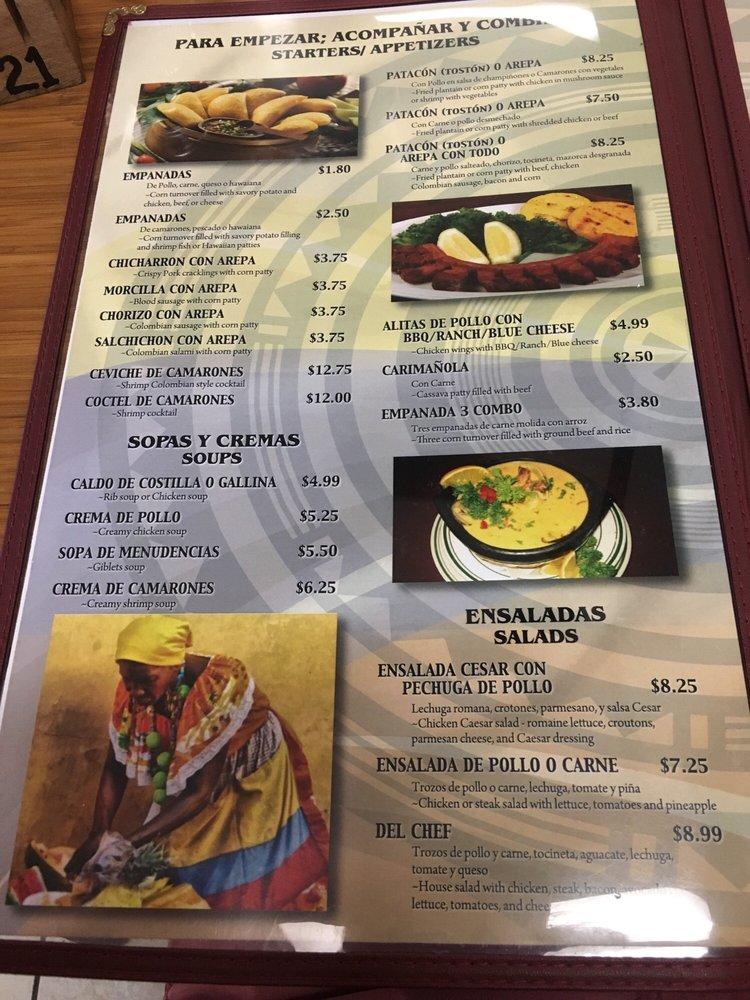 Menu at Bilus Colombian Restaurant, Virginia Beach, 544 Newtown Rd 100