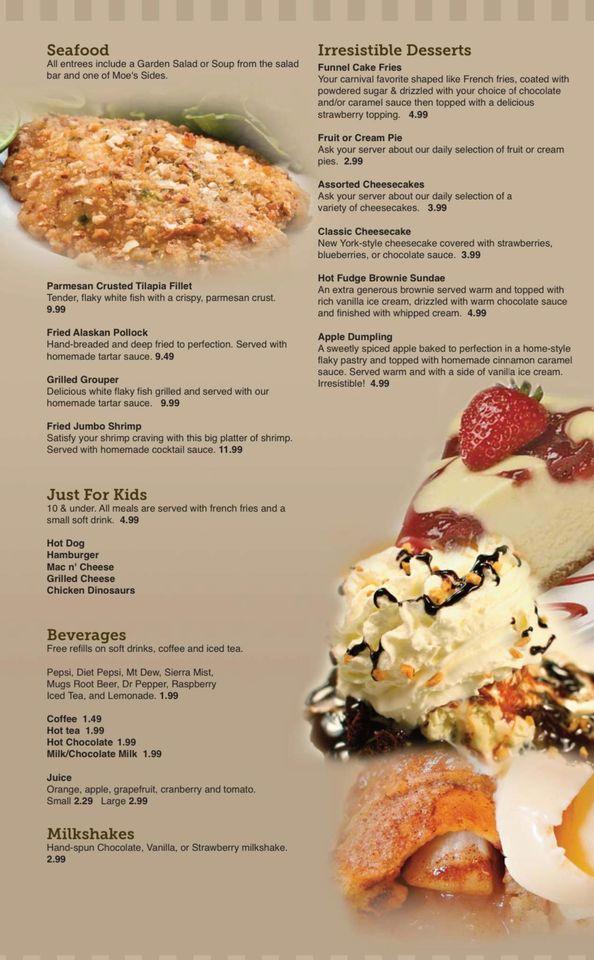 Menu at Moe's Restaurant, Huntington