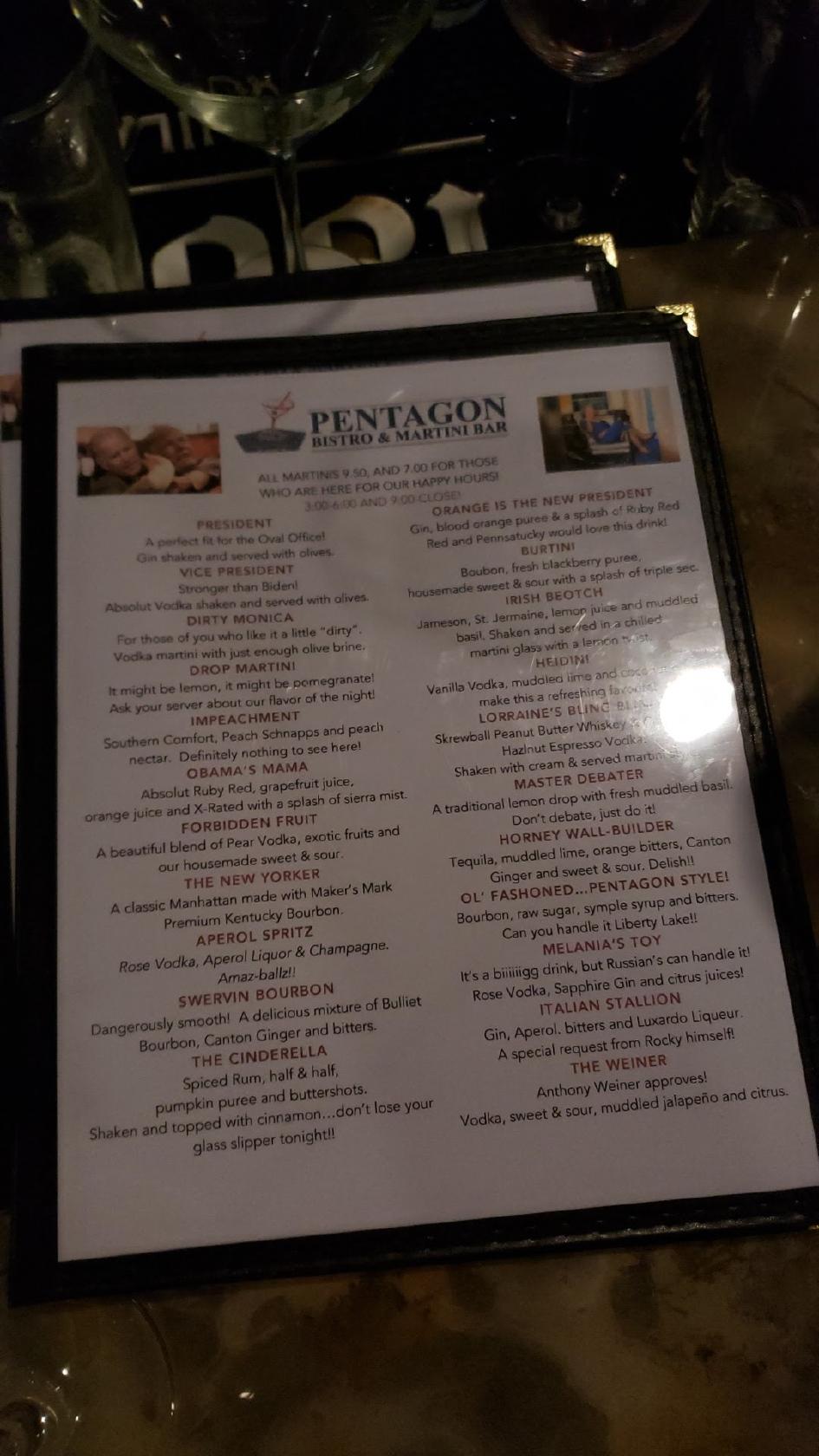 Menu at Pentagon Bistro & Martini Bar, Liberty Lake