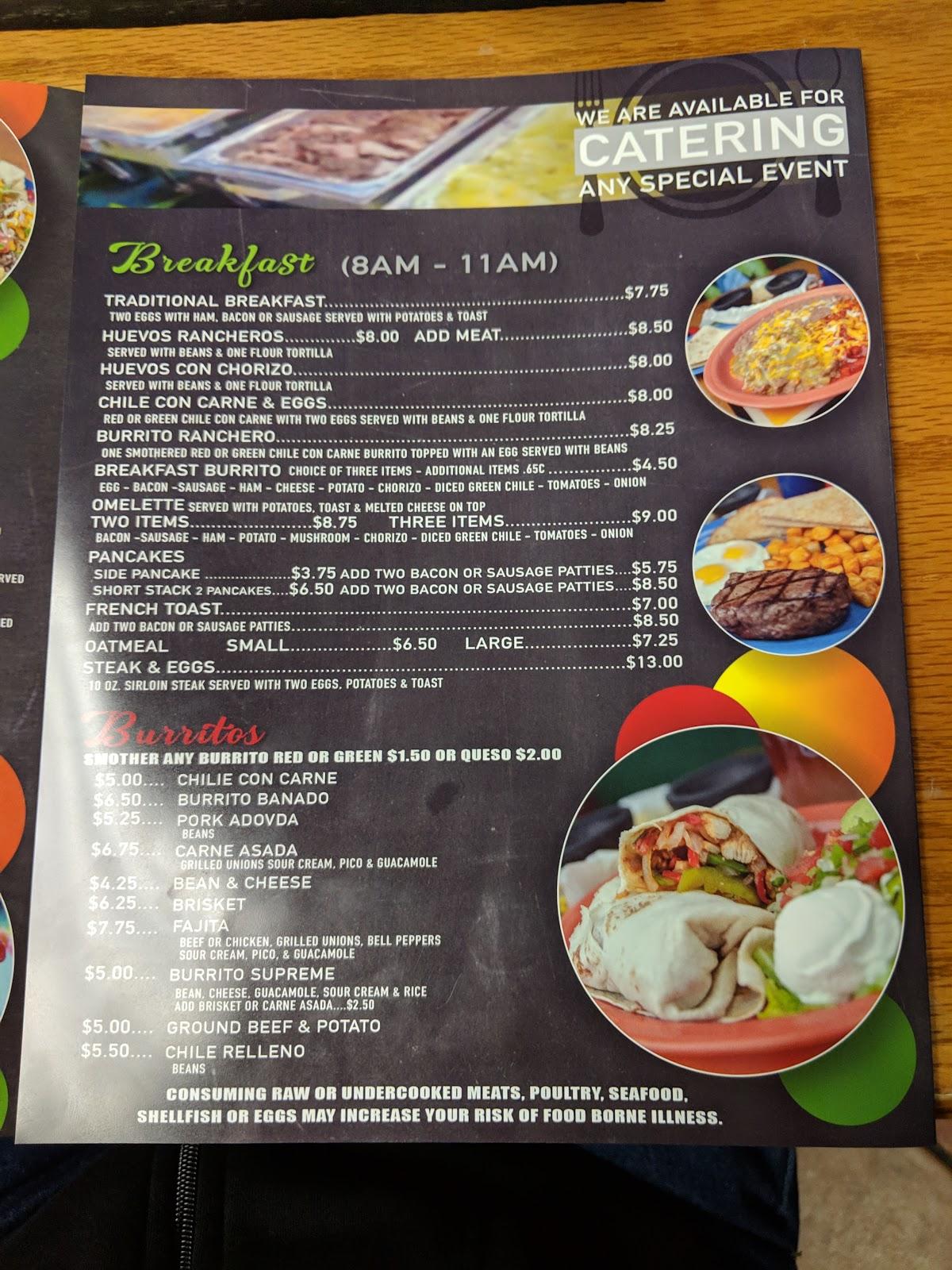 Menu at Chachi s Mexican Restaurant Do a Ana 505 Joe Gutierrez St