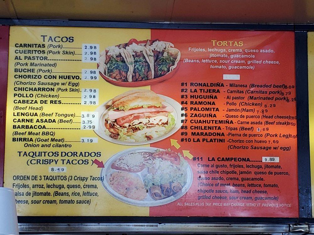 Menu at El Campeon Bakery, San Juan Capistrano