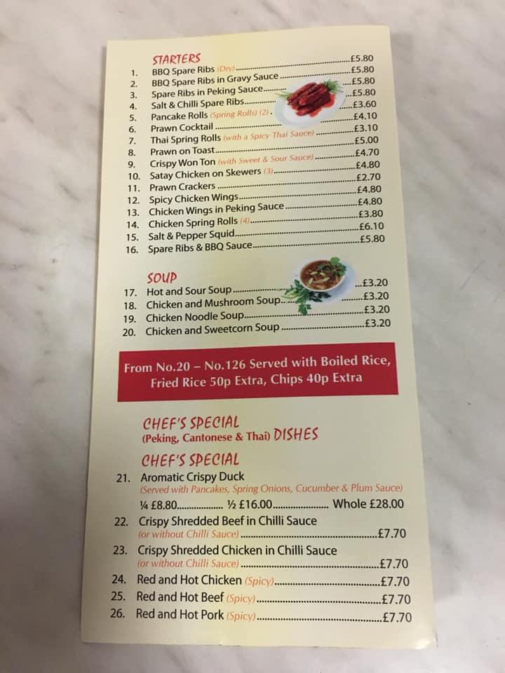 Menu at Mr Rice fast food, Inverness