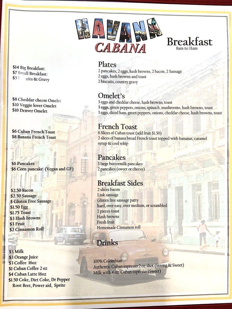 Menu at Havana Cabana the Taste of Cuba restaurant, Kanab