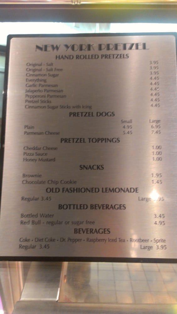 Menu at New York Pretzel MGM Grand Underground fast food, Las Vegas