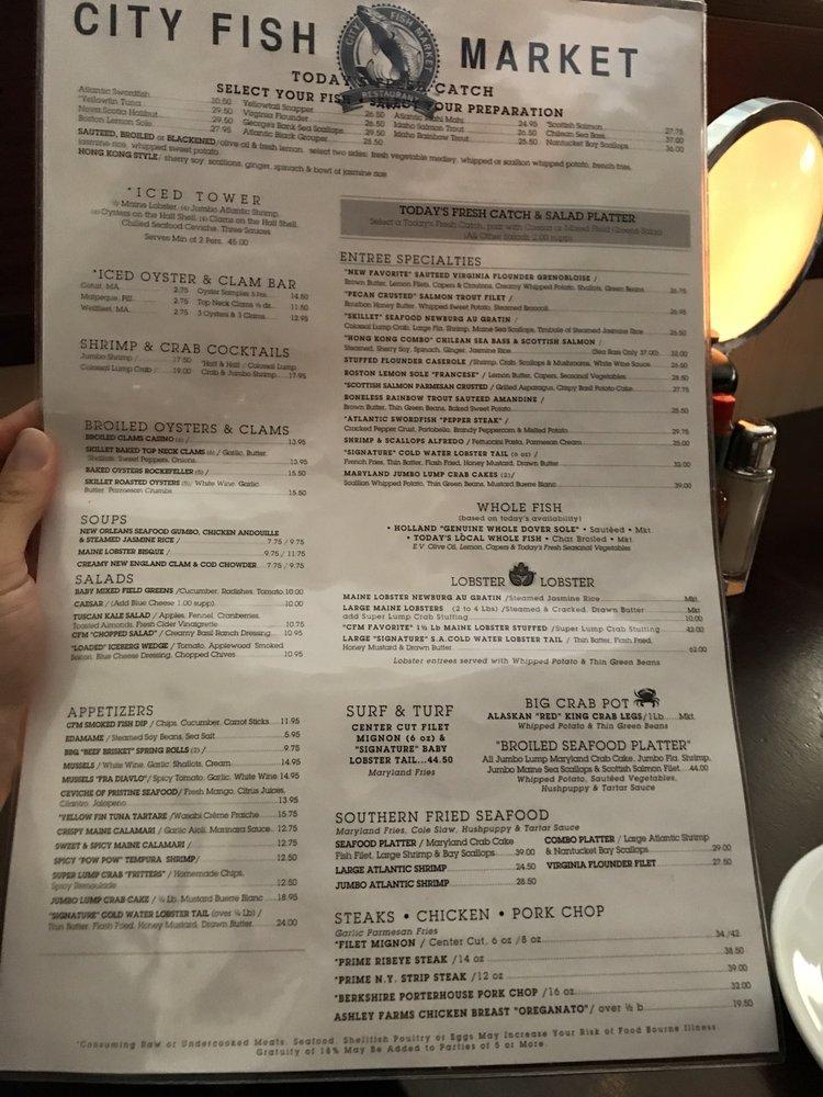 Menu at City Fish Market restaurant, Boca Raton