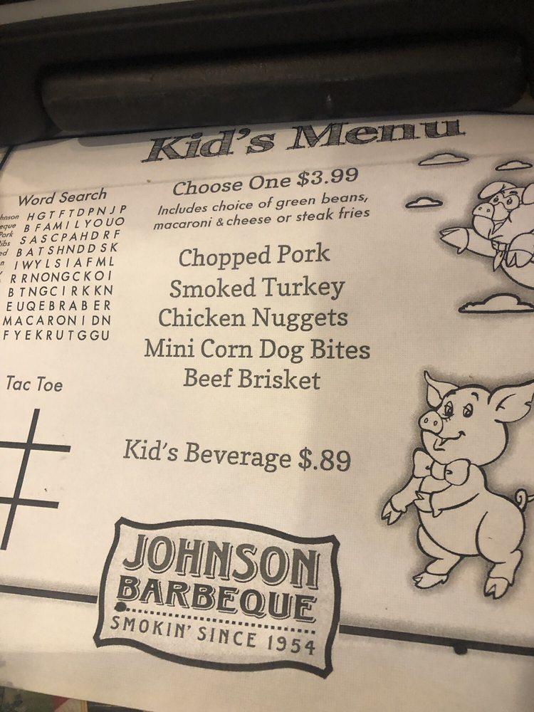 Menu at Johnson Barbeque, Plant City