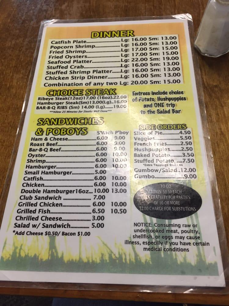 Menu At Mike's Catfish Inn Restaurant, Amite City