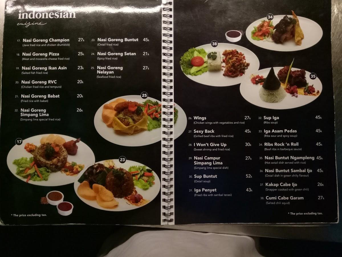 Menu at RV cafe 24 hours, Semarang