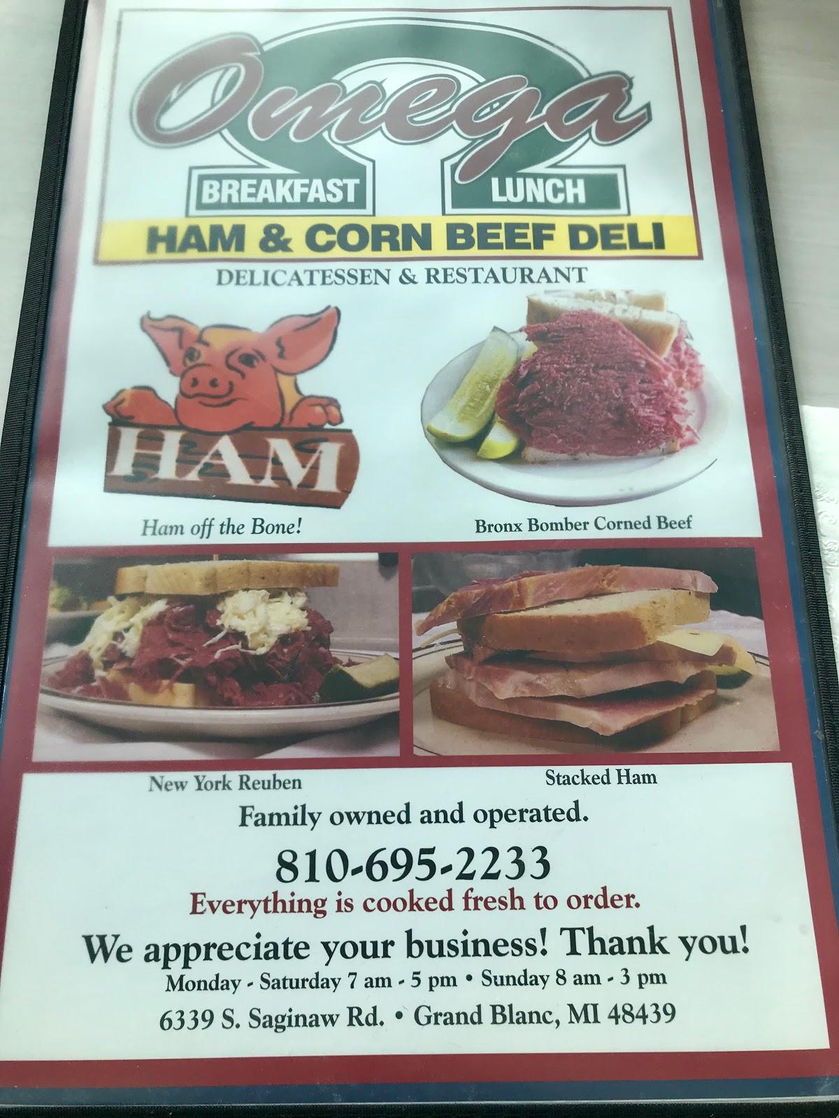 Omega Ham Corn Beef Deli in Grand Blanc Restaurant menu and