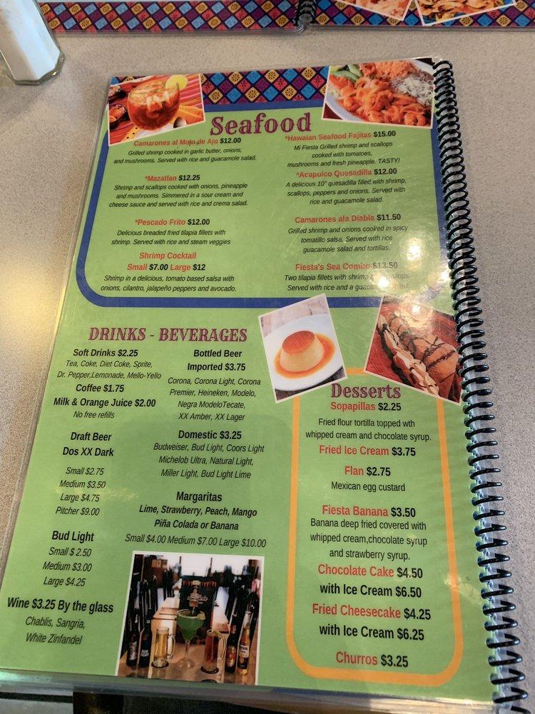 Menu at Mi Fiesta Mexican Restaurant, Iva