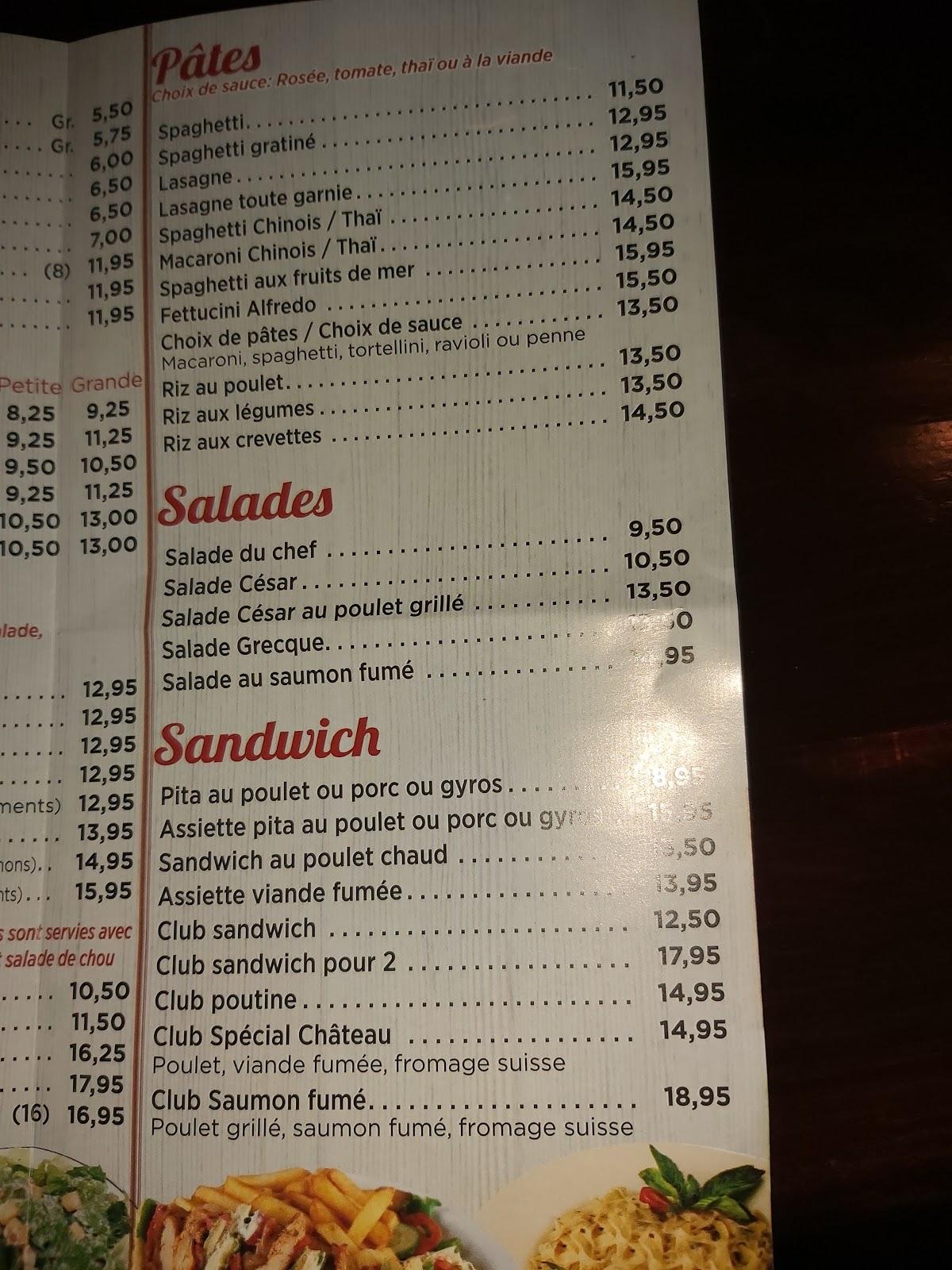 Menu au Resto Château StCésaire restaurant, SaintCésaire