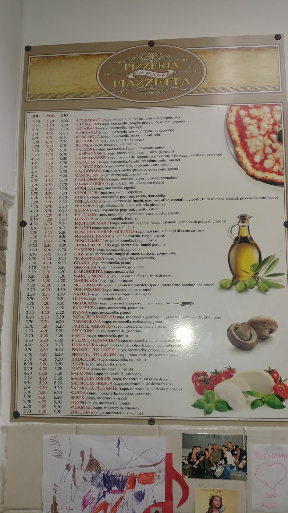 Menu Da La Piazzetta Pizzeria Maracalagonis