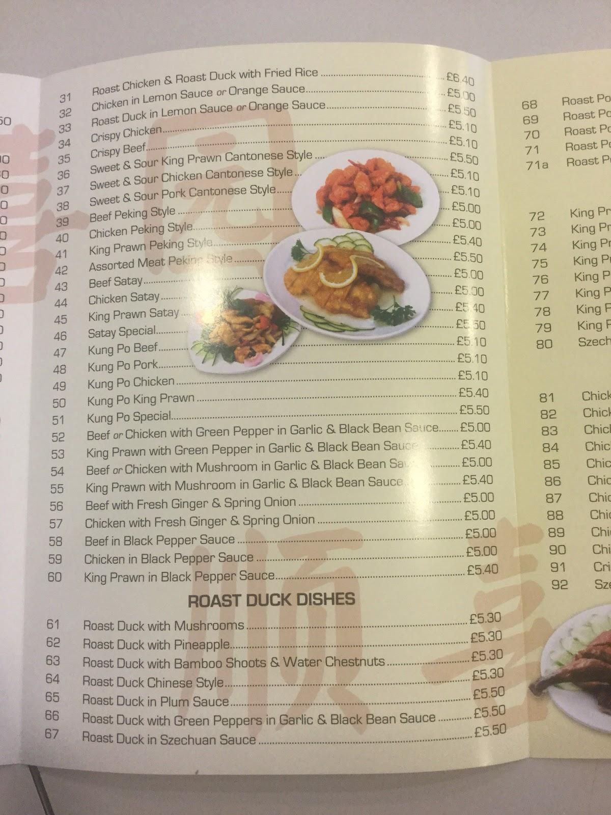 Menu at Oriental Chef fast food, Atherstone